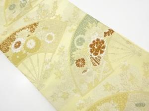 アンティーク　扇に菊・花車模様織り出し袋帯（材料）